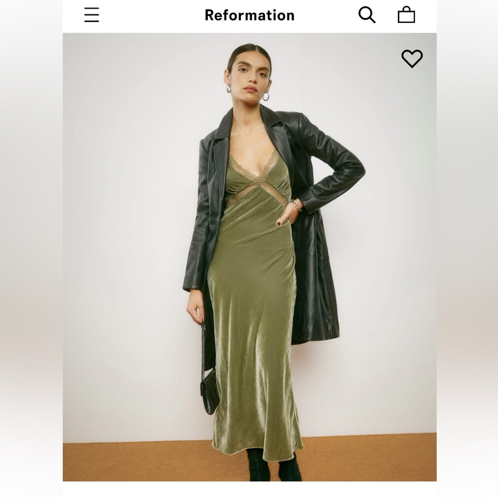 Reformation Lorenzo Dress in Artichoke